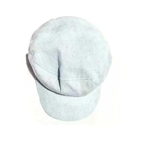 𝅺Vintage Blue Woven Retro Newsboy Cap Fabric Hat - Picture 1 of 6